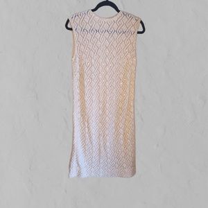 Vintage Helen Wong Sequined 100% Wool knit Sweater Dress, Size: 38